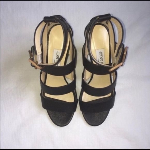 Jimmy Choo Black Leather Maya Block Heel Sz 36.5 - Picture 4 of 7